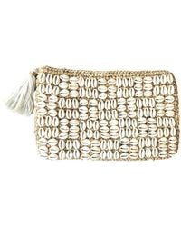 OhSun - Neutrals Cali Cowrie Shell & Raffia Clutch - Lyst