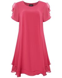 James Lakeland - Short Sleeve Wave Hem Dress Fuchsia - Lyst