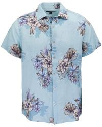 lords of harlech - Loic Exotic Floral Linen Printed Shirt - Lyst