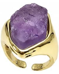 Farra - Unpolished Amethyst Stone Open Band Ring - Lyst