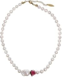 Farra - Freshwater Pearls With Raspberry And Baroque Pearl Necklace - Lyst