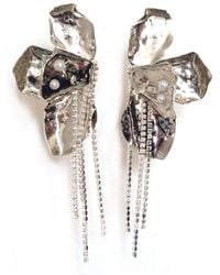 Laura Daili - Neutrals Floral Statement Earrings - Lyst