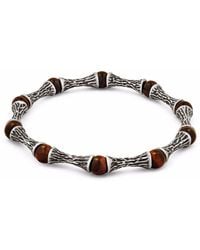 Snake Bones - Red Tiger Eye Beads Oxidized Sterling Silver Bracelet - Lyst