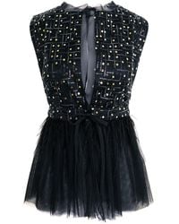 concept A trois - Short Sequins Vest With Tulle And Feathers - Lyst