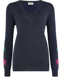 Sugarhill - Marcella Sparkly V-Neck Sweater Stars - Lyst