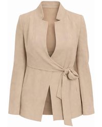 Nuvv Collection - Neutrals Wrap Jacket With Tie Waist - Lyst
