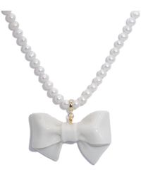 H2 Studio - Bowtie Maniac Large Ceramic Bowtie Round Freshwater Pearl Necklace - Lyst