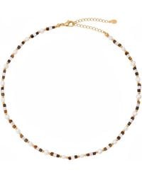 Angel Barocco - Tiger Eye Gemstone Pearl Beaded Necklace - Lyst