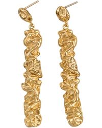 LINYA JEWELLERY - Sculptra Textured Long Sterling & Plated Earrings - Lyst
