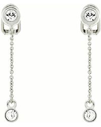 Emma Holland Jewellery - Platinum & Crystal Droplet Clip On Earrings - Lyst