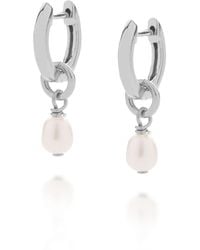 Nellou Jewellery - Micro Pearl Hoop Earrings - Lyst