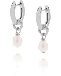 Nellou Jewellery - Micro Pearl Hoop Earrings - Lyst
