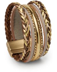 Saachi - Rustic Chain Leather Bracelet - Lyst