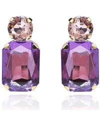 Michael Nash Jewelry - Adelle Light Amethyst Crystal Ocatgon And Light Rose Round Stone Drop Earrings - Lyst