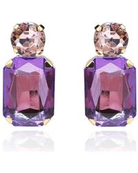 Michael Nash Jewelry - Light Amethyst Crystal Ocatgon And Light Rose Round Stone Drop Earrings - Lyst