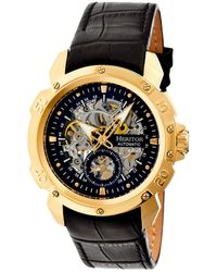 Heritor - Conrad Leather-band Skeleton Watch With Seconds Sub-dial - Lyst