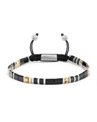 Nialaya - Bracelet With Black, White Marbled And Silver Miyuki Tila Beads - Lyst