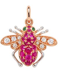 Artisan - Rose 18K Rose & Garnet, Ruby & Diamond Bee Pendant - Lyst