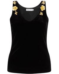 Sour Figs - Floral Embellished Velvet Top - Lyst