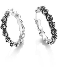 Unaloe - Sterling Rose Hoop Earrings – Floral Statement Hoops – Handmade Italian Jewelry For - Lyst