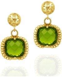 Unaloe - Plated Crystal Drop Earrings With Ornamental Engraved Design Jewelry For - Lyst