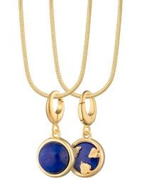 Lily Charmed - Plated Lapis Healing Stone Necklace With Round Snake Chain - Lyst