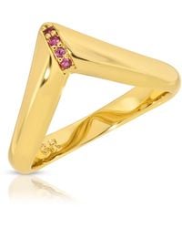 Glamrocks Jewelry - Chevron Cz Ring- Ruby - Lyst