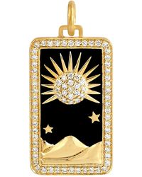 Artisan - 14k Gold & Natural Diamond Sun With Mountain Tarot Card Pendant - Lyst