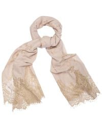 Saachi - Luminous Lace Shimmer Cream Scarf - Lyst