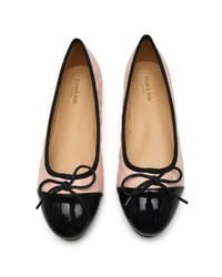 French Sole - Amelie Pink Quilted Black Patent Toe Leather - Lyst
