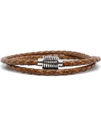 Kenton Michael - Sterling Silver Coil, Braided Tan Leather Wrap - Lyst
