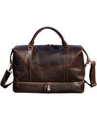 Touri - Leather Weekend Bag With Suit Compartment - Lyst