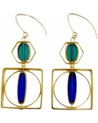 Aracheli Studio - Translucent Blue And Green Vintage German Glass Beads Art Deco Earrings - Lyst