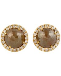 Artisan - 18k Yellow Gold In Natural Ice Diamond Stud Earrings Handmade Jewelry - Lyst