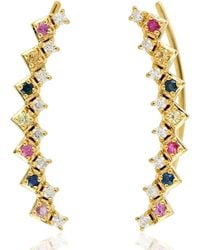 Artisan - Multi-Color Sapphire & Diamond Ear Climber Earrings - Lyst