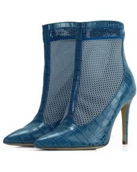 Stessa by Sarah - The Valentina Croc Mesh Boot - Lyst