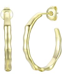 Genevive Jewelry - Rachel Glauber Plated Structured Open Hoop Earrings - Lyst