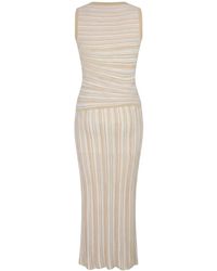 Modenaire - Striped Ribbed Knit Set With Fitted Tank And Midi Skirt - Lyst