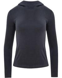 Mandragora - Luna – Ribbed Viscose Hoodie Top - Lyst
