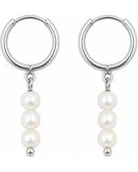 Pearl Code - Mini Pearl Hoop Earrings – - Lyst