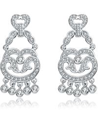 Genevive Jewelry - Sterling Silver Clear Cubic Zirconia Accent Chandelier Earrings - Lyst