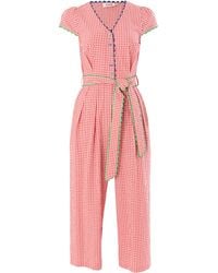 Louche - Marleen Gingham Ric Rac Trim Cropped Jumpsuit - Lyst