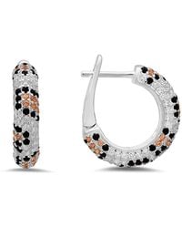 Kylie Harper - Leopard Skin Pave Diamond Cz Hoop Earrings - Lyst