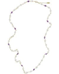 Farra - Freshwater Pearls With Amethyst Long Necklace - Lyst