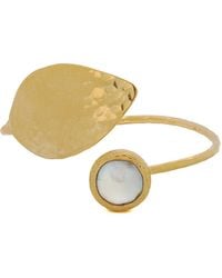 Ebru Jewelry - Cleopatra Pearl Leaf Cuff Bracelet - Lyst