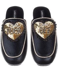Laines London - Classic Mules With & Fuck Off Hearts Brooches - Lyst