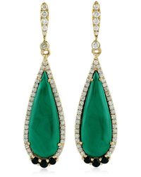 Artisan - 18k Yellow Gold Pave Diamond Malachite Spinel Dangle Earrings Jewelry - Lyst