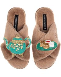 Laines London - Neutrals Laines X Juliet Slippers With Tea & Scones Brooches - Lyst