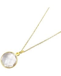 Harfi - Plated Topaz April Birthstone Crystal Round Charm Necklace - Lyst