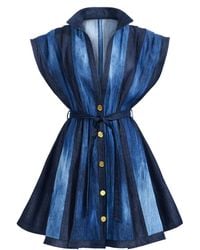 Kargede - Designer Denim Mini Dress – Sleeveless Structured Fit - Lyst